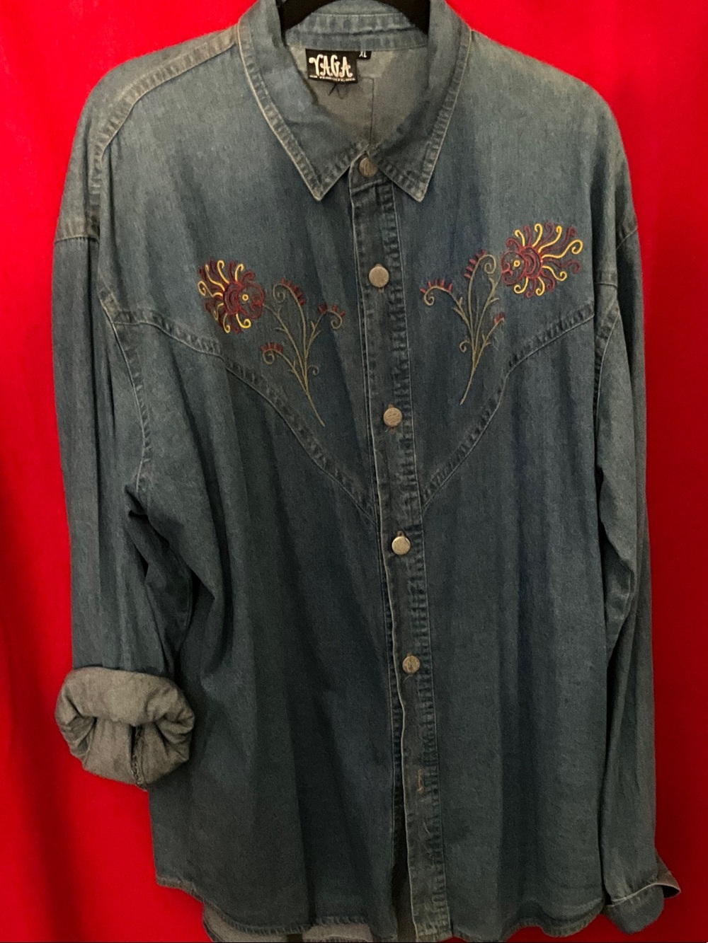 Vintage Yaga embroidered denim shirt
